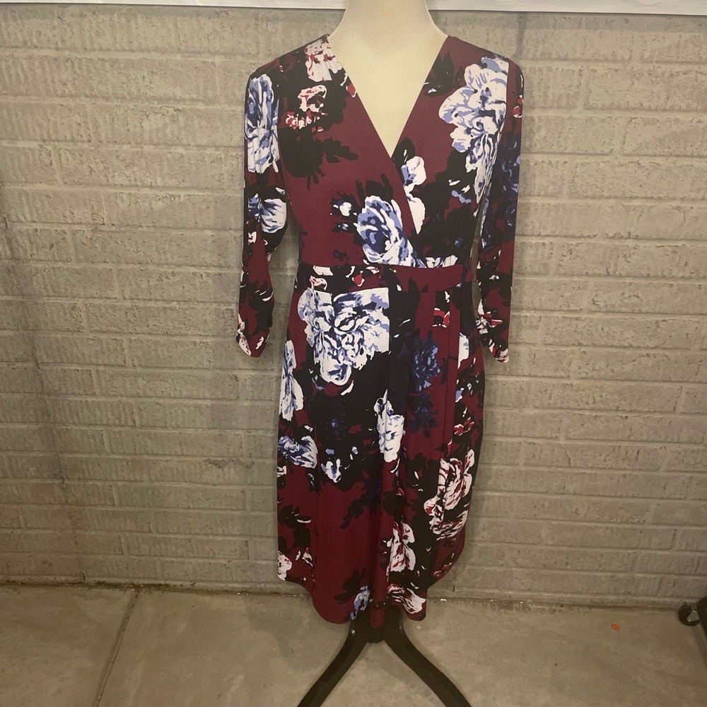 A Pea In The‎ Pod Maternity Floral Long Sleeve V Neck Wrap Dress XS